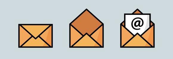 Reihe von Umschlagsymbolen. Sammlung von Nachrichtenumschlägen oder Briefumschlägen. vektor