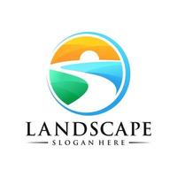 Landschaft Logo Design Illustration Vektorvorlage vektor