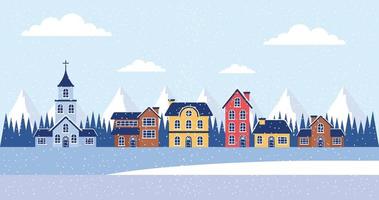 Winterurlaub Häuser Weihnachten vektor