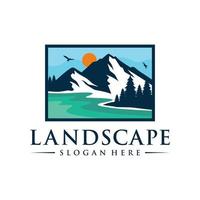 Landschaft Logo Design Illustration Vektorvorlage vektor