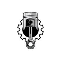 Motor Kolben Logo Symbol Vektor Auto Fahrzeug, Antriebswerkzeug, Retro-Hintergrund