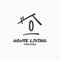 bokstav o minimalistisk doodle house vektor logotypdesign