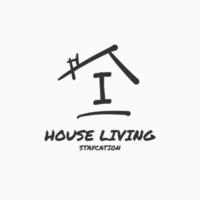 Buchstabe i minimalistisches Doodle-Haus-Vektor-Logo-Design vektor