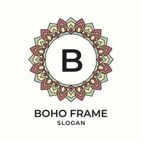 buchstabe b mandala boho frame vintage design element vektor