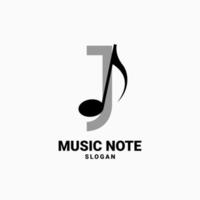 bokstaven j med musik not vektor logotyp design