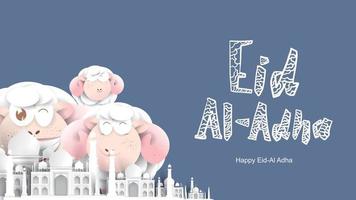 muslimsk högtid eid al-adha. offret ett baggefår. vacker text handskriven bokstäver design för för grafisk affisch, gratulationskort etc. hälsning vektorillustration vektor