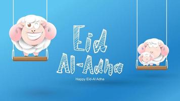 muslimsk högtid eid al-adha. offret ett baggefår. vacker text handskriven bokstäver design för för grafisk affisch, gratulationskort etc. hälsning vektorillustration vektor