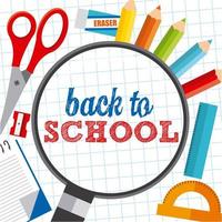 Back to School Design mit Schere, Bleistift und Lineal vektor