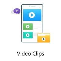 mobilt filmbibliotek, platt gradient konceptuell ikon av videoklipp vektor