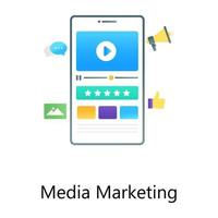 Online-Streaming-Promotion, konzeptionelle Ikone mit flachem Farbverlauf des Medienmarketings vektor