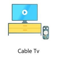 Symbol für flaches Gradientenkonzept für Kabelfernsehen, digitales Kabelnetz, vektor