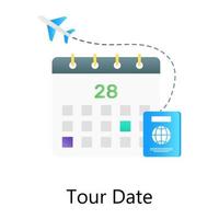 turné datum platt gradient koncept ikon, kalender påminnelse vektor
