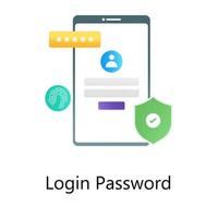 sicherer Login-Passwort-Gradientenvektor, mobile Schnittstelle mit Sicherheitsschild vektor