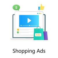 E-Commerce-Live-Videostream-Werbung, Gradientenvektor von Shopping-Anzeigen vektor