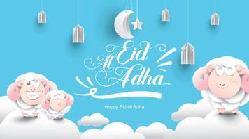 muslimsk högtid eid al-adha. offret ett baggefår. vacker text handskriven bokstäver design för för grafisk affisch, gratulationskort etc. hälsning vektorillustration vektor