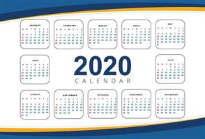 Schöne Kalender-Designschablone des neuen Jahres der Welle 2020 vektor