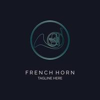 fransk horn linje stil logotyp designmall för varumärke studio musik eller företag och andra vektor