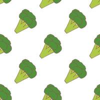 broccoli sömlösa mönster för tapetdesign. färsk mat i mogen färg. ekologisk hälsosam grönsak. raw, vegan, vegetarisk mat. tecknade mönster på vit bakgrund. vektor doodle design.