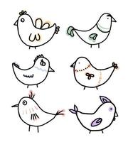 Reihe von Vögeln im Doodle-Stil. grafische Zeichnung von Vögeln. Vektor-Illustration. vektor