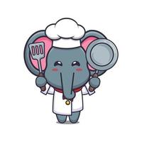 söt elefant kock maskot seriefigur vektor