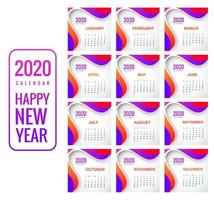 Kreativ bakgrund för färgrik kalender 2020 för nytt år vektor