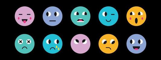 Reihe von Emoticons. Emoji-Symbole. Aufkleber Emotionen. flache Ikonen des Vektors für Social Media-Vektor