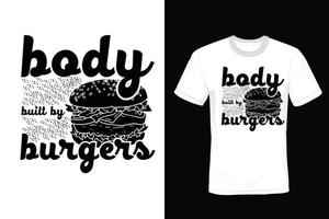 Burger-T-Shirt-Design, Typografie, Vintage vektor