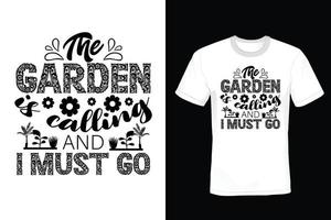 Garten-T-Shirt-Design, Typografie, Vintage vektor
