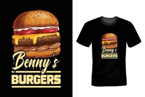 Burger-T-Shirt-Design, Typografie, Vintage vektor