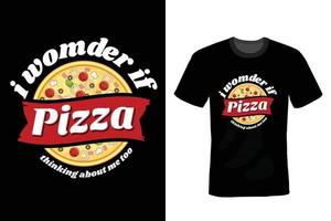 pizza t-shirt design, typografi, vintage vektor
