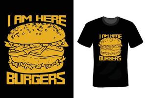 hamburgare t-shirt design, typografi, vintage vektor
