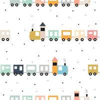 Zug-Hintergrund ein buntes Cartoon-Muster mit kleinen schwarzen Punkten schöne nahtlose Textur für Kinder. Gestaltungsideen für Veröffentlichungen, Tapeten, Geschenkpapier, Textilien, Kleidung. Vektor-Illustration vektor