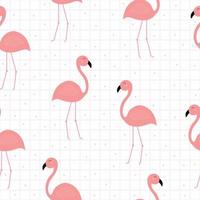 sömlösa mönster rosa flamingo bakgrund illustration seriefigur sött djur designidén är på det kvadratiska rutmönster. tillhandahålla publicering, presentpapper, textilier, vektorillustrationer vektor