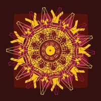 dekorativer Teller mit rundem Ornament im Ethno-Stil. Mandala kreisförmiges abstraktes geometrisches Blumenmuster. Mode-Hintergrund. Inneneinrichtung, Vektorillustration vektor