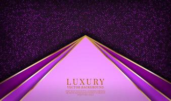 3D-lila Luxus-abstrakte Hintergrundüberlappungsschichten auf dunklem Raum mit goldener Streifeneffektdekoration. grafikdesignelement zukünftiges stilkonzept für flyer, karte, broschürencover oder zielseite vektor