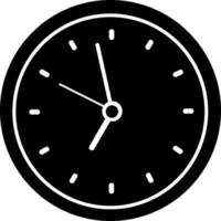 rundes Uhrensymbol, schwarze Silhouette. auf weißem Hintergrund hervorgehoben. vektor
