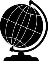 das globussymbol des planeten erde auf dem stand, schwarze silhouette. auf weißem Hintergrund hervorgehoben. vektor