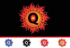Feuer q-Brief-Logo und Symbol-Design-Vorlage vektor