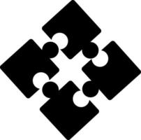 flaches Bildpuzzle-Symbol, schwarze Silhouette. auf weißem Hintergrund hervorgehoben. vektor