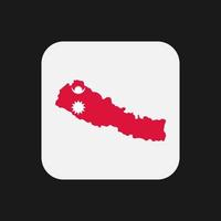 Nepal karta silhuett med flagga på vit bakgrund vektor