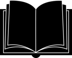 öppen bok ikon, svart siluett. markerad på en vit bakgrund. vektor