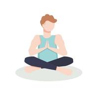 vektorillustration, meditationskonzept, vektor, yoga-gesundheitsvorteile des körpers. Geist und Emotionen, Denkprozess. Meditation zu Hause vektor