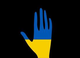 stoppen sie den krieg in der ukraine, öffnen sie die handfläche, symbolisieren sie den frieden und die einstellung der feindseligkeiten. Vektor-Illustration. vektor