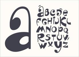 Cartoon Schriftart Alphabet Buchstaben. kindliche Typographie. verspieltes typografisches Design. fröhlicher satz für kinderproduktlogo, geburtstagsüberschrift, karnevals- und festivaltitel, kinderbuch und spielzeugtyp.vektor. vektor