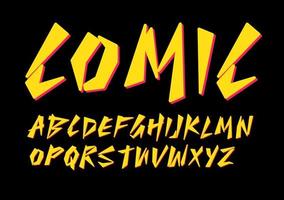 Comic-Retro-Schriftart für Comics, Cartoon, Superhelden-Poster, Logo von Kinderleckereien, Spielzeug, Bildungsbuch, moderne T-Shirts. Vektor-Typografie-Design. vektor