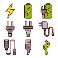Energiebatterien und elektrische Stecker-Ikonen vektor