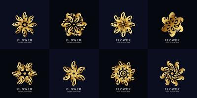 abstrakte goldene blumen- oder ornament-logo-set-sammlung. minimalistisches, kreatives, einfaches, digitales, luxuriöses, elegantes und modernes Logo-Template-Design. vektor