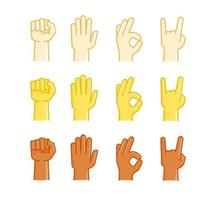 olika mänskliga raser handgester komisk stil samling. vektor uppsättning