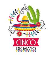 mexikansk hatt med chilipeppar och kaktus till evenemang