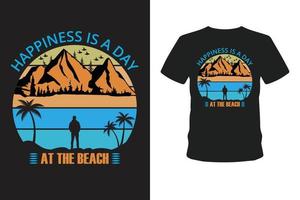 lycka är en dag på stranden t-shirt. vektor